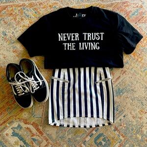 Black and White Stripe Beetlejuice H&M Divided Skirt